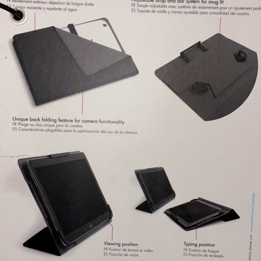 NWT Skech universal case for 7-8” tablet flip cover + stand position black grey - Picture 11 of 12
